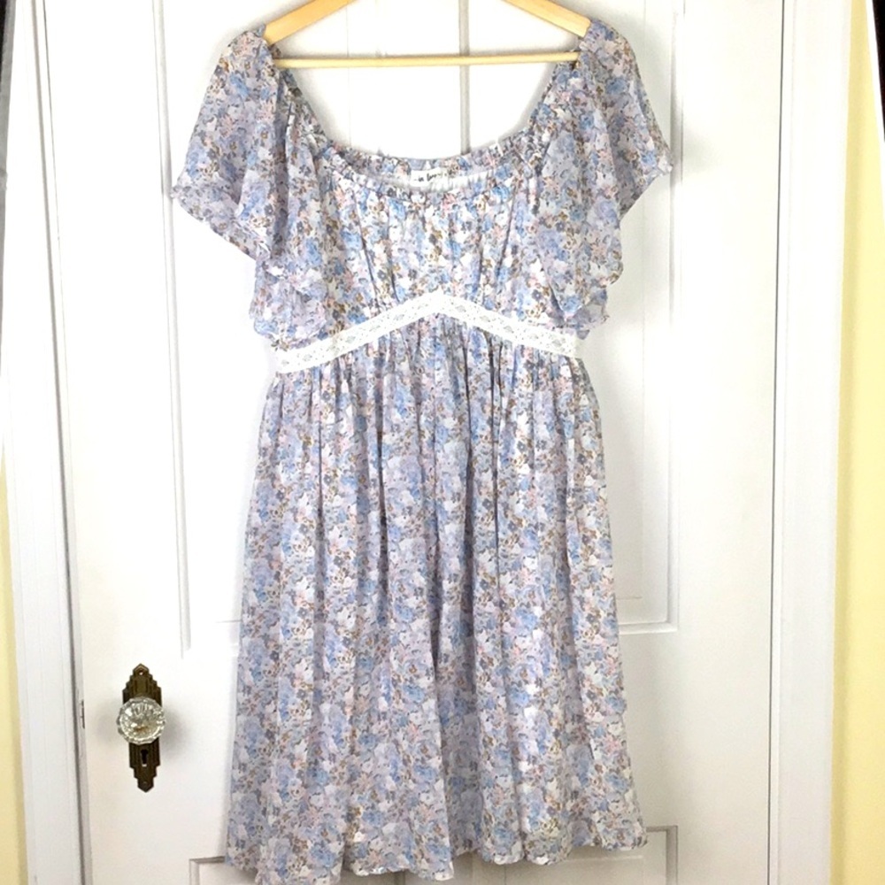 In Loom Floral Babydoll Pleated Dress Size S Feminine Cottagecore Y2K